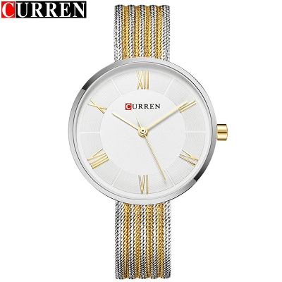 Picture of CURREN 9020 Silver Golden mix Stainless Steel Analog Watch For Women -  Silver Golden Mix