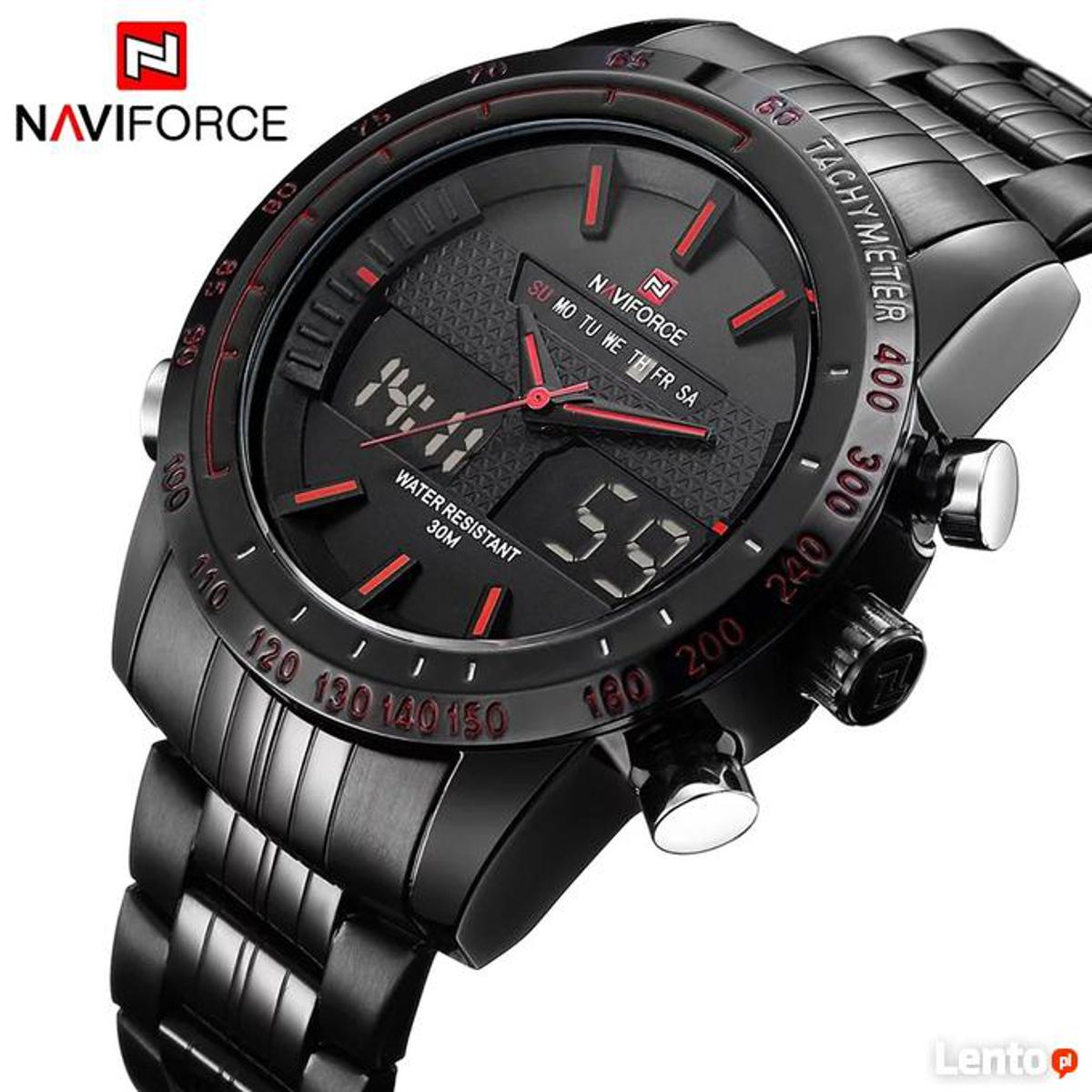 Picture of Naviforce nf9024 স্টেইনলেস স্টিল দ্বৈত ডিসপ্লে কব্জি স্টেইনলেস স্টিল ঘড়ি-কালো এবং লাল