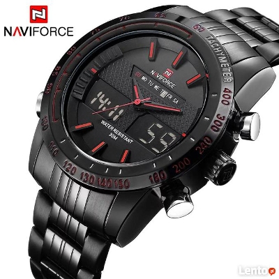 Picture of Naviforce nf9024 স্টেইনলেস স্টিল দ্বৈত ডিসপ্লে কব্জি স্টেইনলেস স্টিল ঘড়ি-কালো এবং লাল