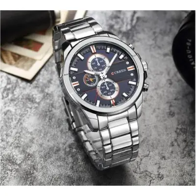 Picture of CURREN 8274 Men's Watch Luxury Fashionable Classic Stainless Steel Wristwatch For Men- Silver & Blue