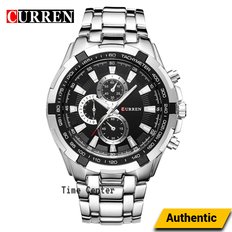 Picture of CURREN 8023 Men's Stainless Steel Business Fashion Fashion Chronograph Clock Analog Water Resistance For Men - Silver & Black