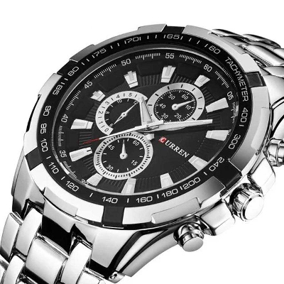 Picture of CURREN 8023 Men's Stainless Steel Business Fashion Fashion Chronograph Clock Analog Water Resistance For Men - Silver & Black