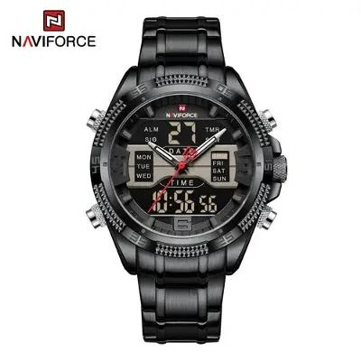 Picture of NAVIFORCE 9201 Stainless Steel Dual Time Wrist Watch For Men-Black - Watch