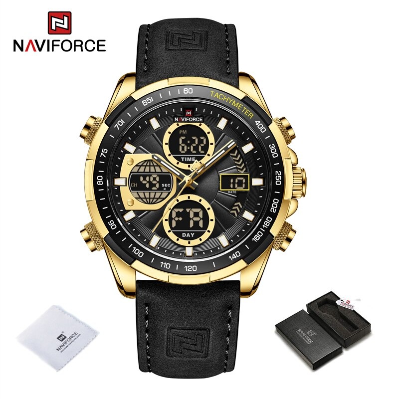 Picture of Naviforce 9197 PU Leather Dual Time Casual Military Sport for Men -Golden Black Color