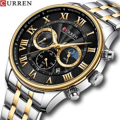Picture of Curren 8427 Stainless Steel Watches For Men Creative Fashion Luminous Dial With Chronograph Watch Male Casual Wristwatches Multi Color And Black
