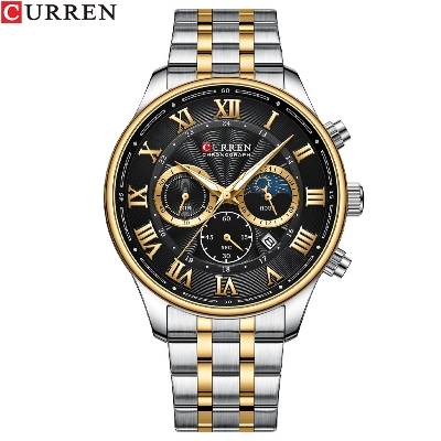Picture of Curren 8427 Stainless Steel Watches For Men Creative Fashion Luminous Dial With Chronograph Watch Male Casual Wristwatches Multi Color And Black