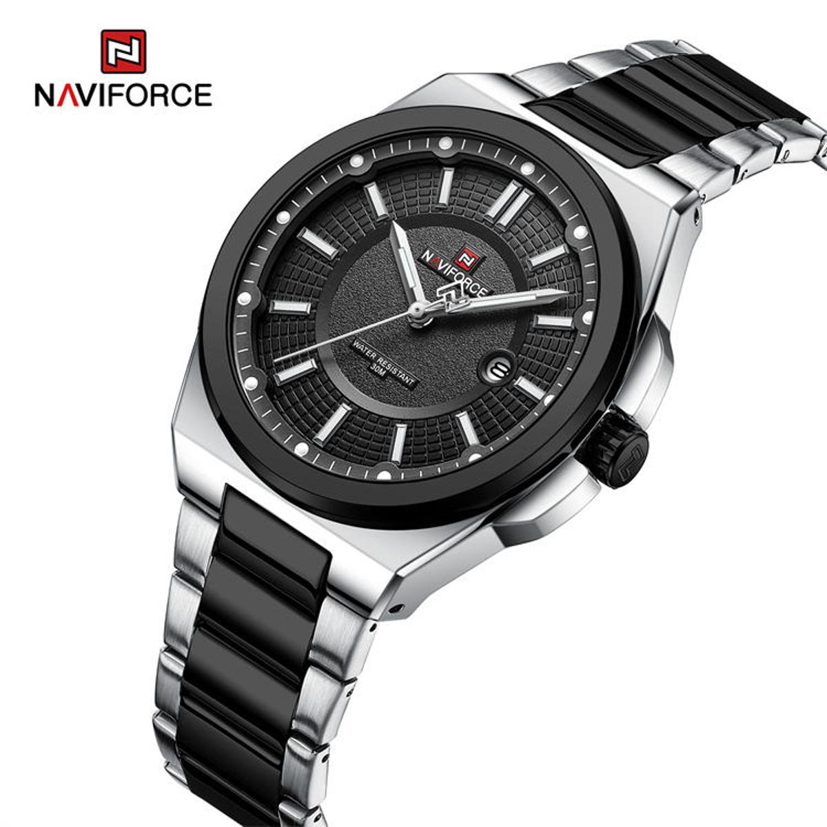 Picture of NAVIFORCE 9212 SB  Alloy Quartz watches Stainless Steel strap with  men Date wristwatch Casual relojes-Silver&Black