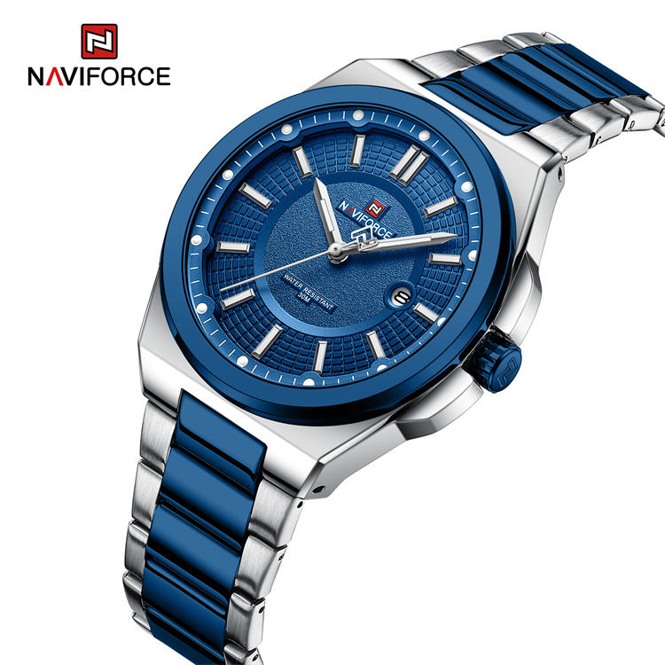 Picture of NAVIFORCE 9212 SBE Alloy Quartz watches Stainless Steel strap with  men Date wristwatch Casual relojes-Silver&Blue