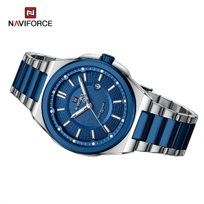 Picture of NAVIFORCE 9212 SBE Alloy Quartz watches Stainless Steel strap with  men Date wristwatch Casual relojes-Silver&Blue