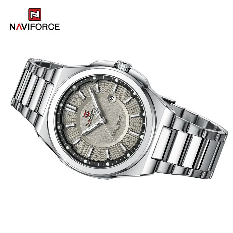 Picture of NAVIFORCE 9212 S Ash Alloy Quartz watches Stainless Steel strap with 30m waterproof men wristwatch Casual relojes-Silver&Ash
