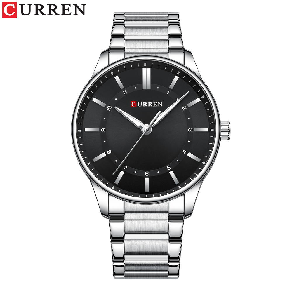 Picture of CURREN 8430 Date and Time  Simple Classic Luminous Hands Quartz Casual Watches for Men Stainless Steel Band Wristwatches Style Clock- Silver and Black