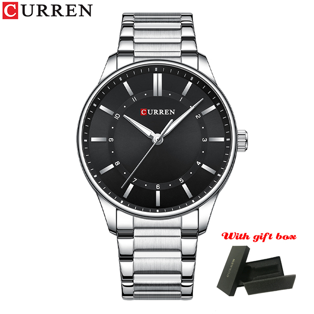 Picture of CURREN 8430 Date and Time  Simple Classic Luminous Hands Quartz Casual Watches for Men Stainless Steel Band Wristwatches Style Clock- Silver and Black
