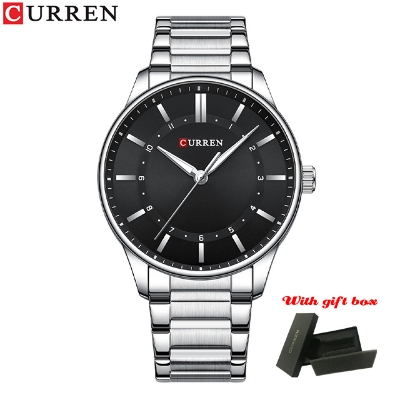 Picture of CURREN 8430 Date and Time  Simple Classic Luminous Hands Quartz Casual Watches for Men Stainless Steel Band Wristwatches Style Clock- Silver and Black