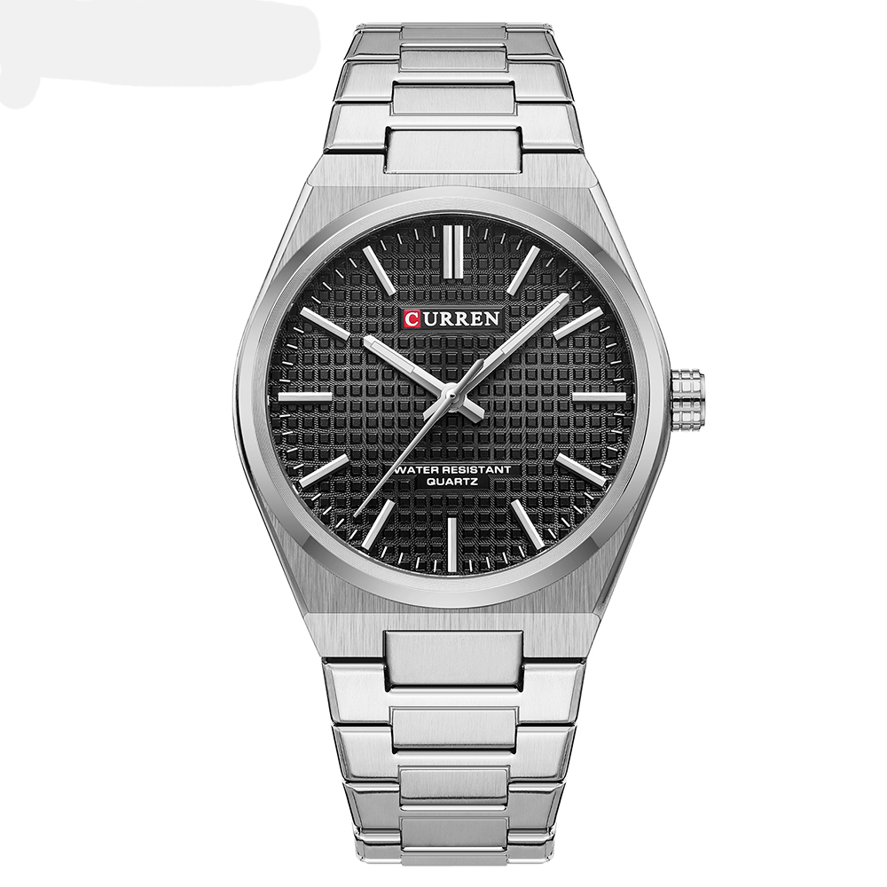 Picture of CURREN 8439 Fashion Unique Quartz Men's Wrist Watches Casual Stainless Steel Strap Watch Simple Luminous Hands Clock For Man-SILVER AND BLACK