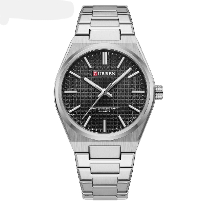 Picture of CURREN 8439 Fashion Unique Quartz Men's Wrist Watches Casual Stainless Steel Strap Watch Simple Luminous Hands Clock For Man-SILVER AND BLACK