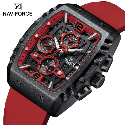 Picture of NAVIFORCE 8025 Watches for Men Original Multi-function Chronograph Watch Silicone Band Quartz Clock  Luminous -Red