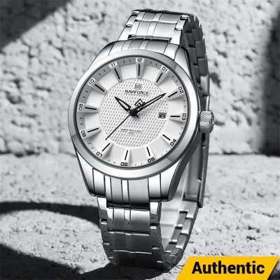 Picture of NAVIFORCE 8032 Alloy Quartz watches Stainless Steel strap with 30m waterproof men wristwatch Casual -Silver  White