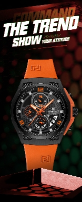 Picture of NAVIFORCE 8051 Men's Quartz Watch Luminous Silicone Strap Waterproof Wristwatch Sports Chronograph Clock