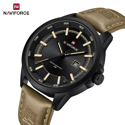 Picture of NAVIFORCE 9248 Men Watch Sport Wristwatch Top Brand Luxury Auto Date Silicone Leather Quartz Original Male Clock Gift &  Black