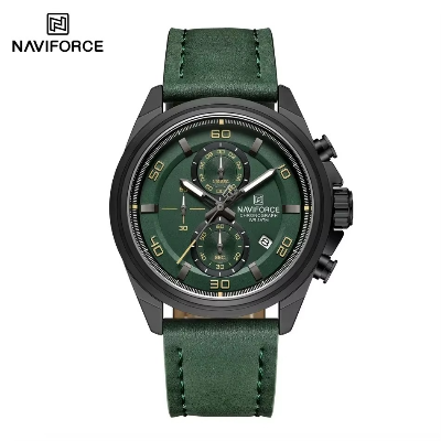 Picture of NAVIFORCE 8075 Casual Fashion Watches for Man Luminous  Date Display Genuine Leather Band Male Clock Relogios Masculino &  Black Green