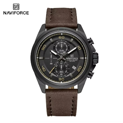 Picture of NAVIFORCE 8075 Casual Fashion Watches for Man Luminous  Date Display Genuine Leather Band Male Clock Relogios Masculino & Black Brown