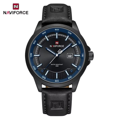 Picture of NAVIFORCE 9248 Men Watch Sport Wristwatch Top Brand Luxury Auto Date Silicone Leather Quartz Original Male Clock Gift & Black Blue