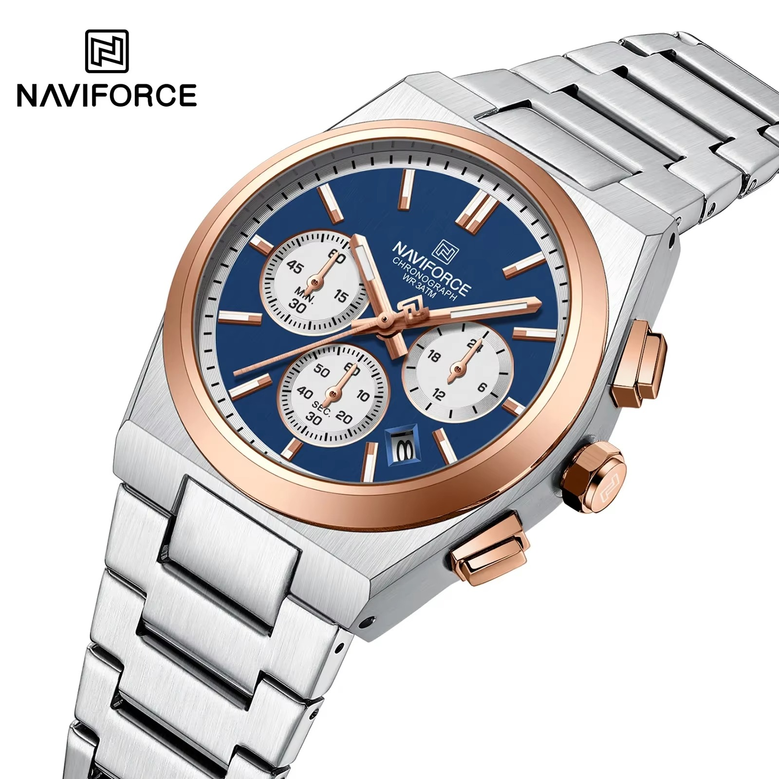 Picture of Naviforce 8048 Luminous Multi-Function Business Watches  Fashion Lover's Three-Eye Chronograph Luxury Watch for Men