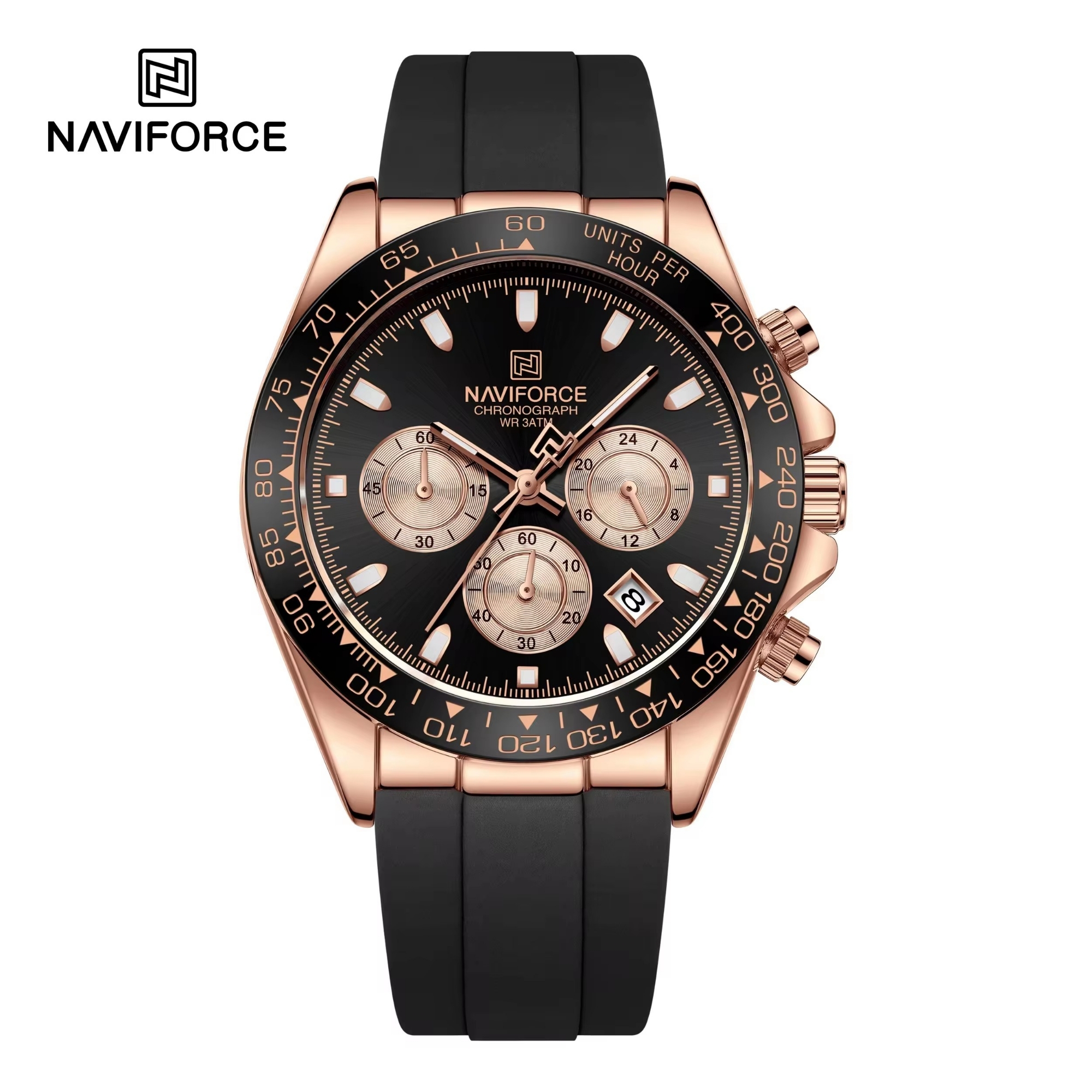 Picture of NAVIFORCE 8054 Men's Watches Multi Functional Date Luxury Waterproof Silicone Strap Sports Quartz Watch for Men