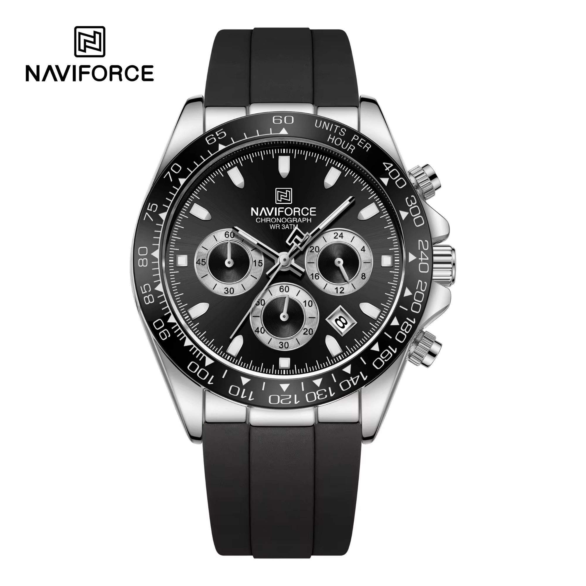 Picture of NAVIFORCE 8054 Men's Watches Multi Functional Date Luxury Waterproof Silicone Strap Sports Quartz Watch for Men
