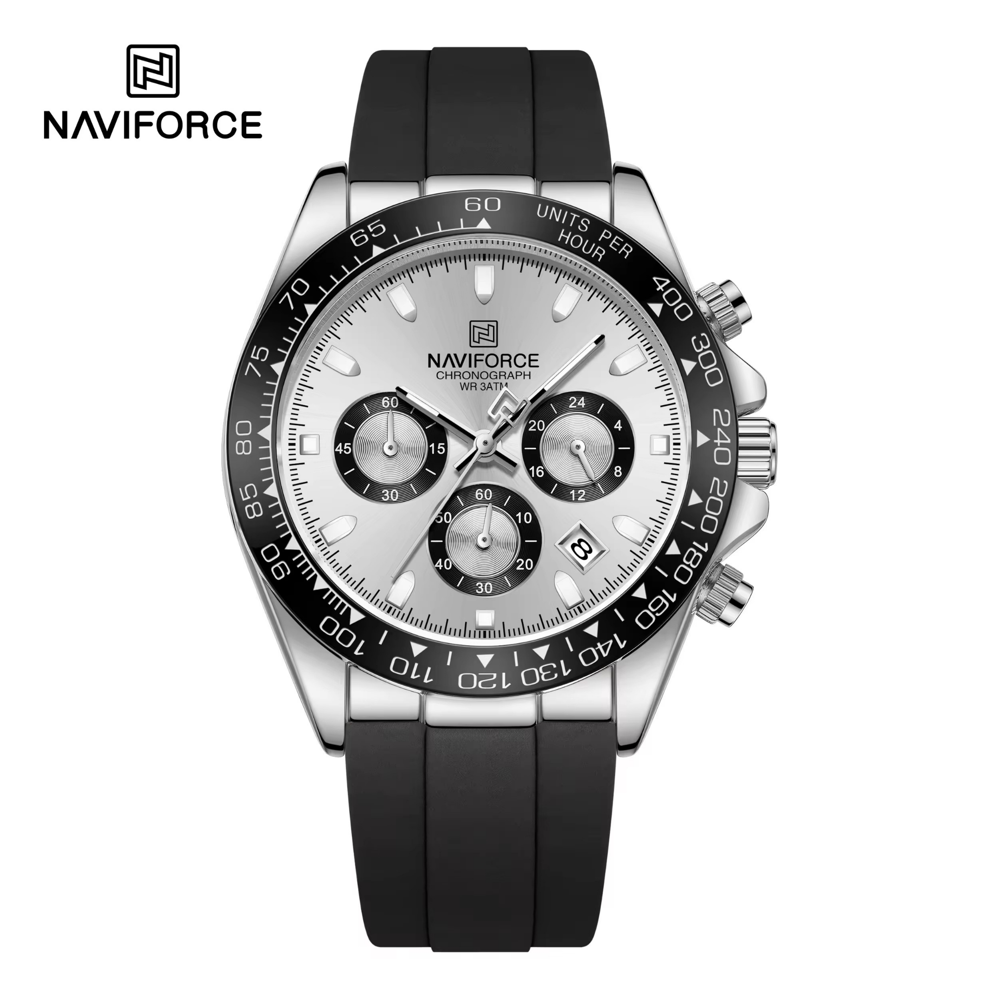 Picture of NAVIFORCE 8054 Men's Watches Multi Functional Date Luxury Waterproof Silicone Strap Sports Quartz Watch for Men
