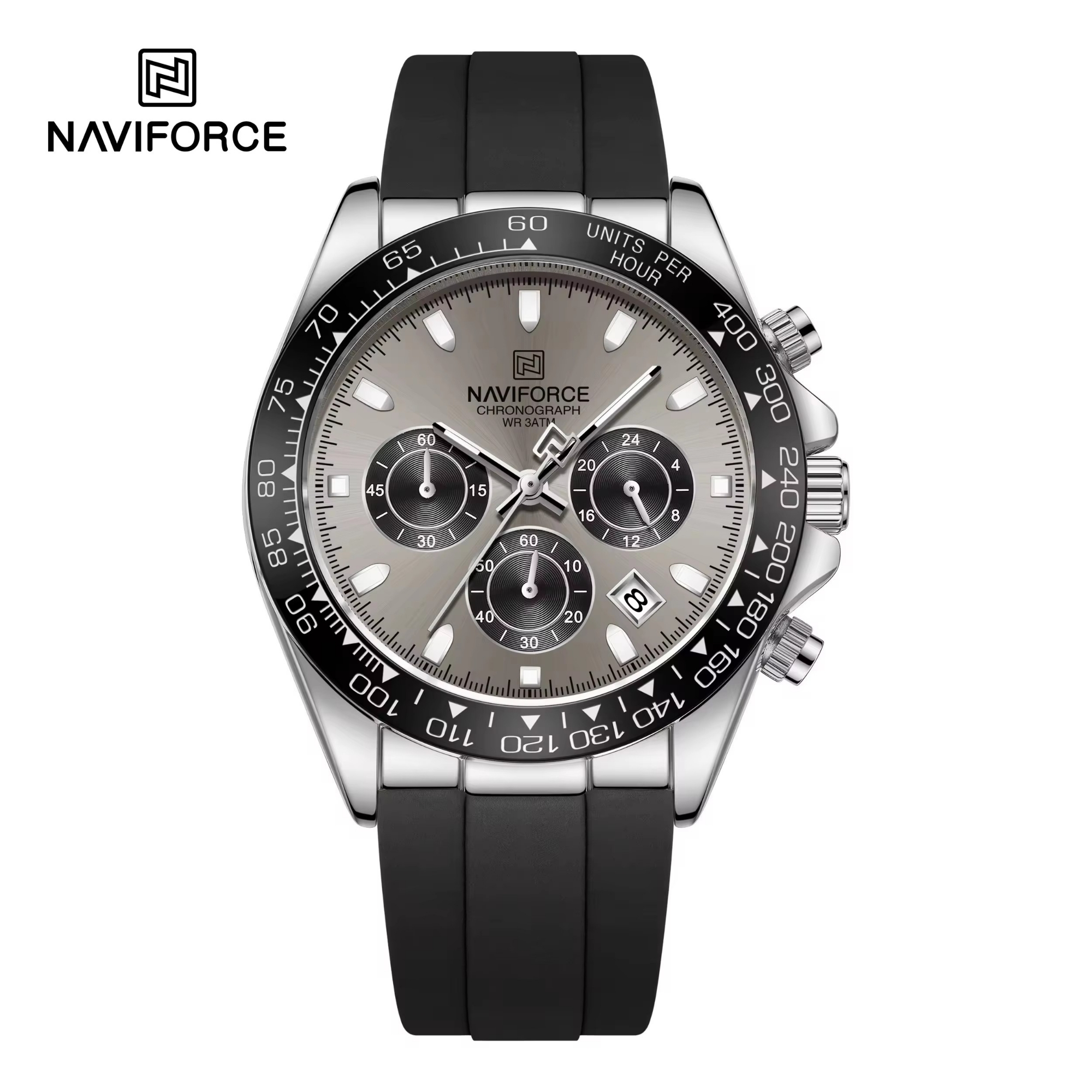 Picture of NAVIFORCE 8054 Men's Watches Multi Functional Date Luxury Waterproof Silicone Strap Sports Quartz Watch for Men