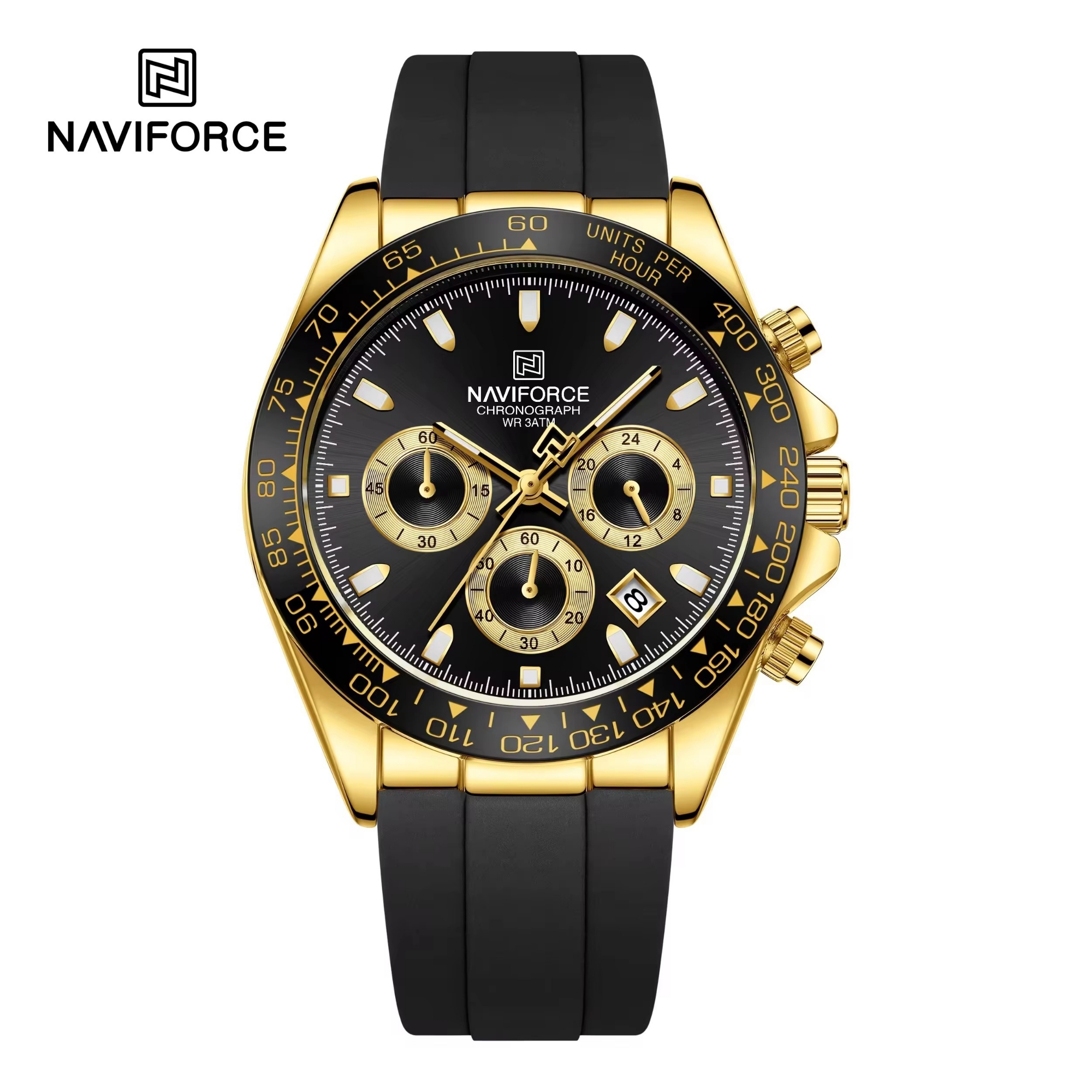 Picture of NAVIFORCE 8054 Men's Watches Multi Functional Date Luxury Waterproof Silicone Strap Sports Quartz Watch for Men