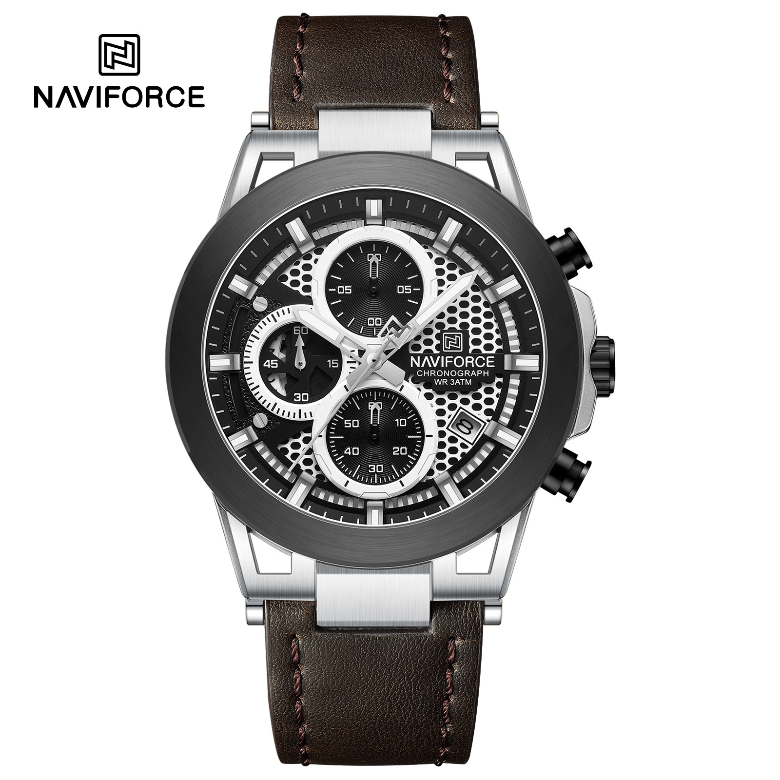 Picture of For Naviforce NF8073 Men's Sport Quartz Watch High Quality Stylish Genuine Leather Strap Luminous Chronometer Casual Hand Watch
