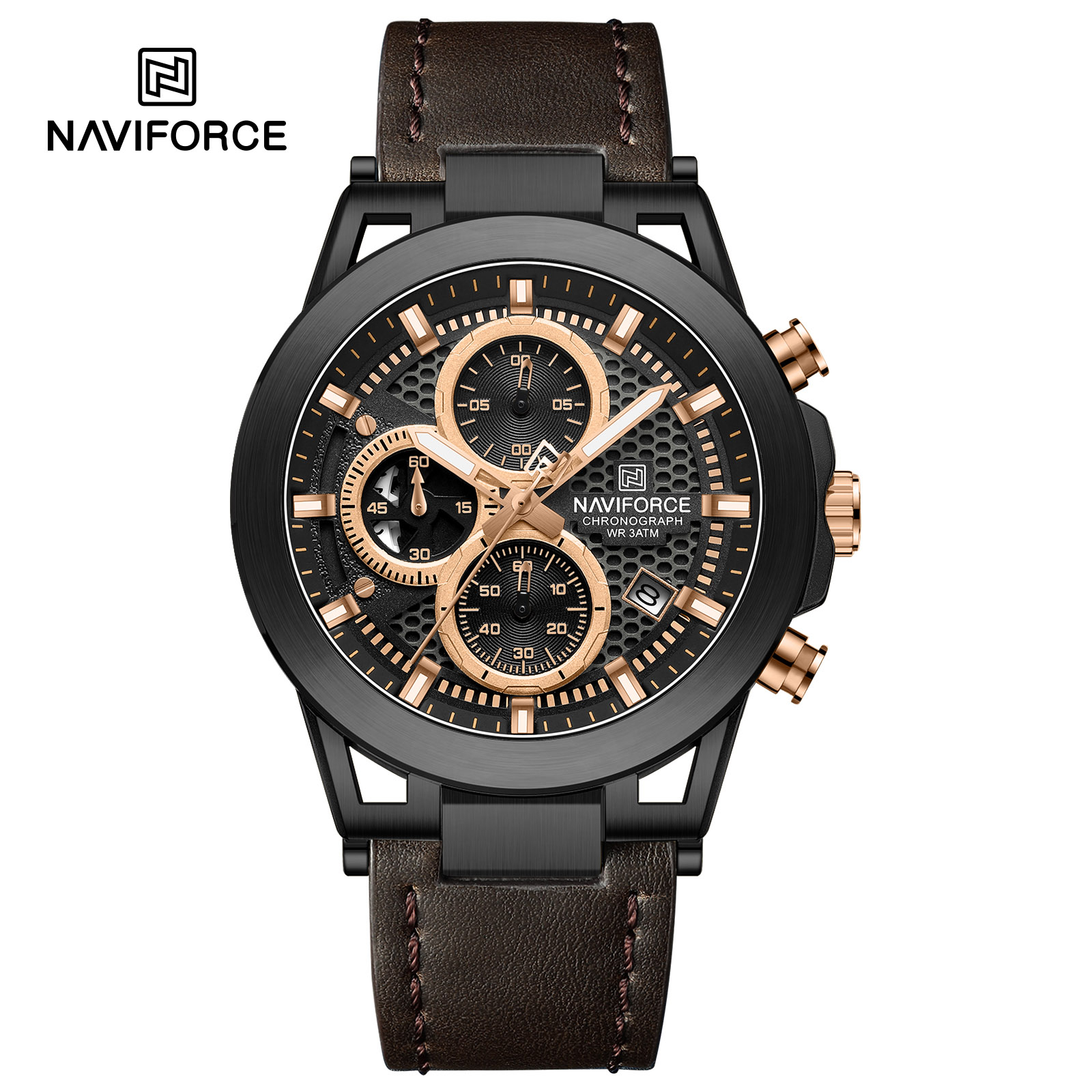Picture of For Naviforce NF8073 Men's Sport Quartz Watch High Quality Stylish Genuine Leather Strap Luminous Chronometer Casual Hand Watch