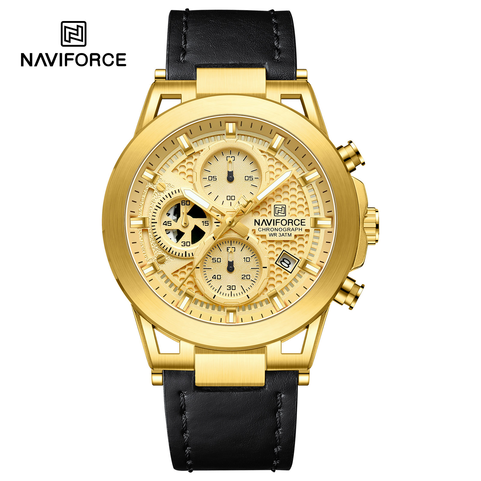 Picture of For Naviforce NF8073 Men's Sport Quartz Watch High Quality Stylish Genuine Leather Strap Luminous Chronometer Casual Hand Watch