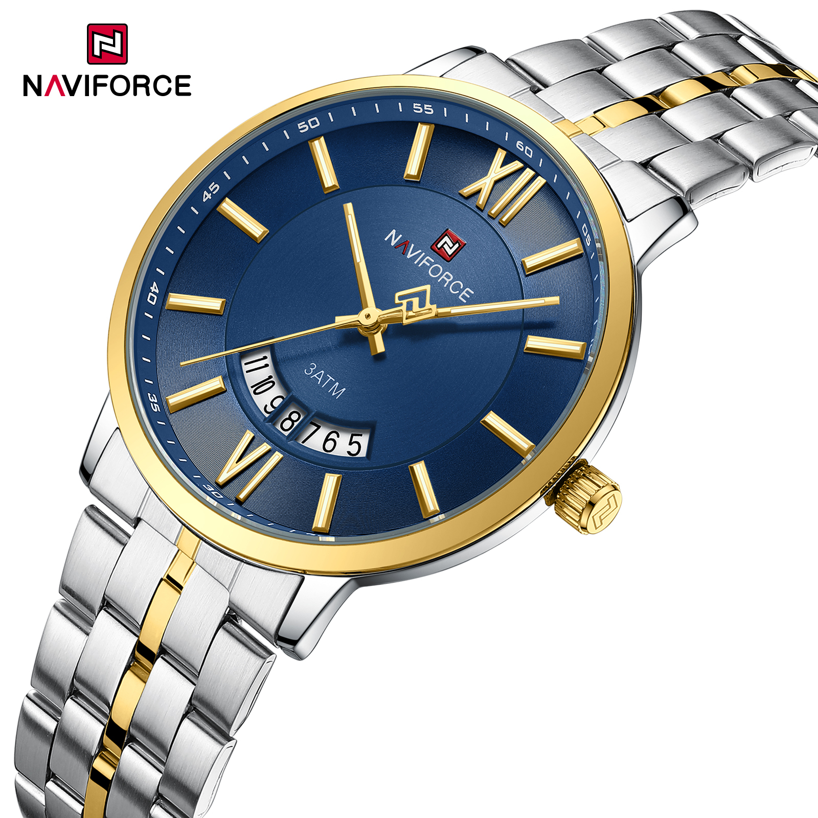 Picture of NAVIFORCE 9238 Top Luxury Men's Quartz WristWatch Original Fashion Gold Watches for Men Waterproof Business Steel Man Clock