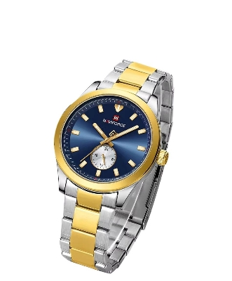 Picture of NAVIFORCE 9231 Two Tone Blue Quartz Multi-function Watch Luxury Small Three Needle Luminous Quartz Watch for Men