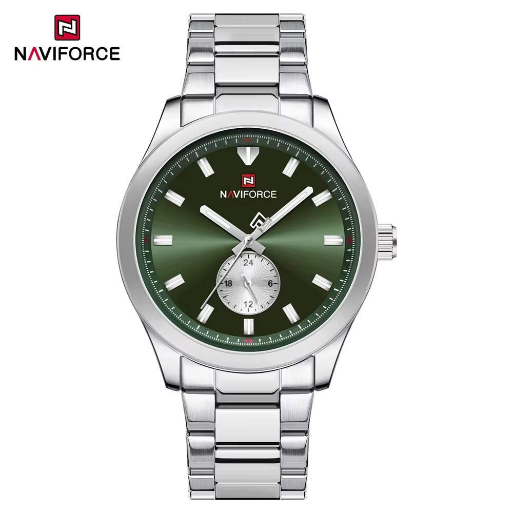 Picture of NAVIFORCE 9231Silver Green Quartz Multi-function Watch Luxury Small Three Needle Luminous Quartz Watch for Men