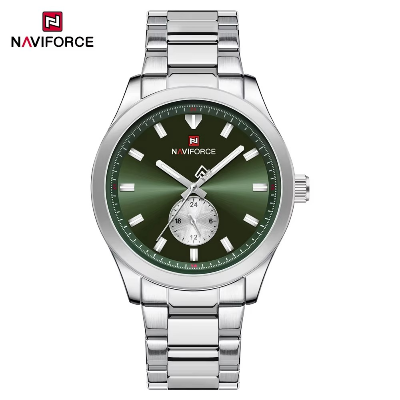 Picture of NAVIFORCE 9231Silver Green Quartz Multi-function Watch Luxury Small Three Needle Luminous Quartz Watch for Men