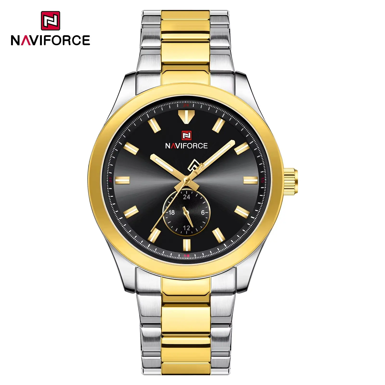 Picture of NAVIFORCE 9231 Two Tone Black Quartz Multi-function Watch Luxury Small Three Needle Luminous Quartz Watch for Men