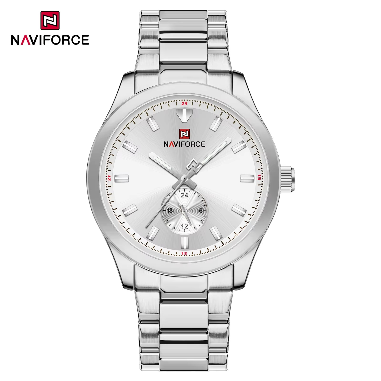 Picture of NAVIFORCE 9231Silver White Quartz Multi-function Watch Luxury Small Three Needle Luminous Quartz Watch for Men