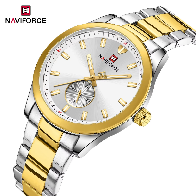 Picture of NAVIFORCE 9231 Two Tone White  Quartz Multi-function Watch Luxury Small Three Needle Luminous Quartz Watch for Men