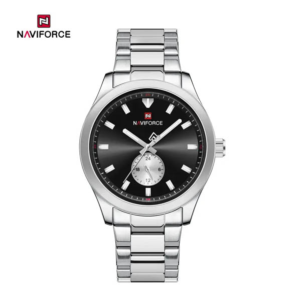 Picture of NAVIFORCE 9231Silver Black Quartz Multi-function Watch Luxury Small Three Needle Luminous Quartz Watch for Men