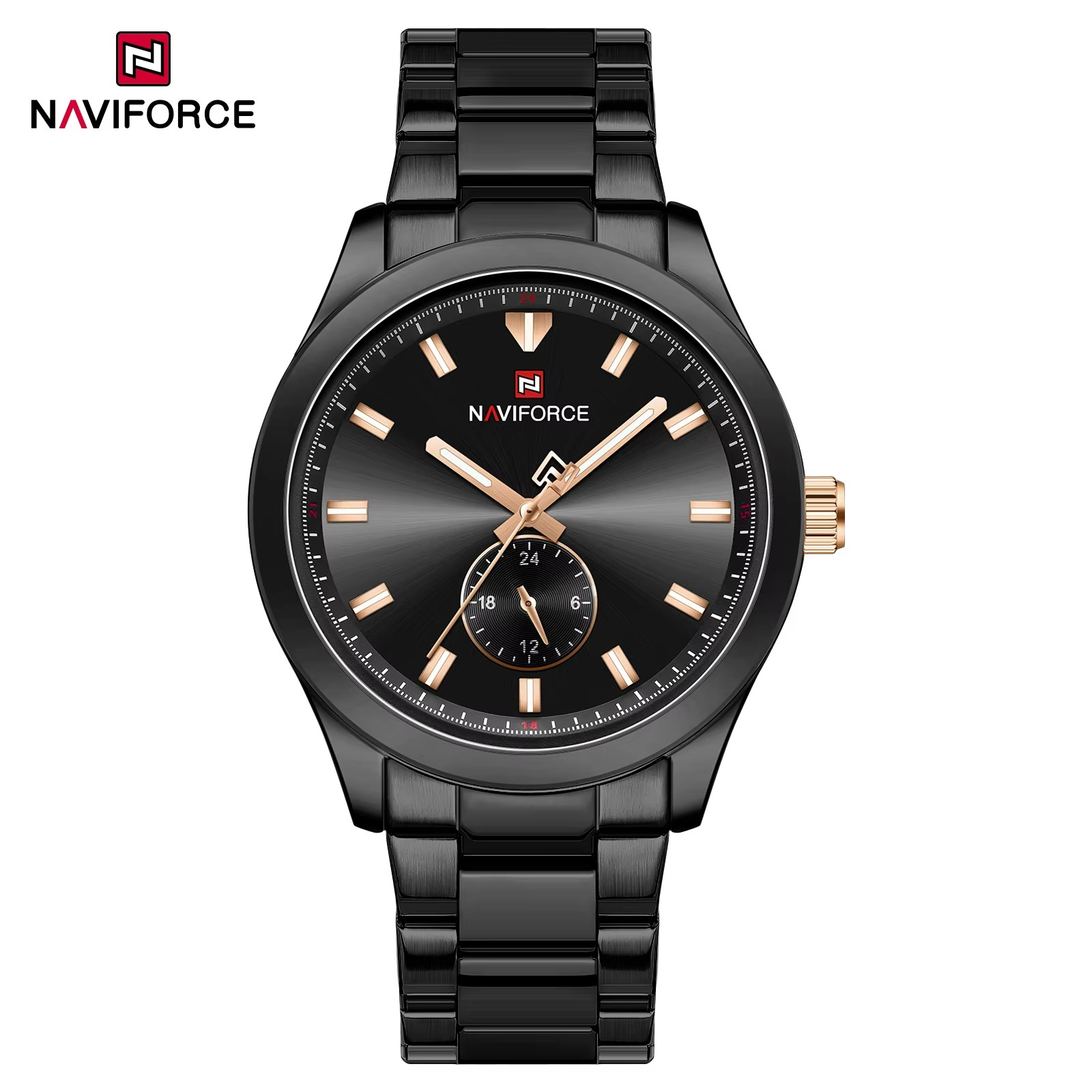 Picture of NAVIFORCE 9231Black Quartz Multi-function Watch Luxury Small Three Needle Luminous Quartz Watch for Men