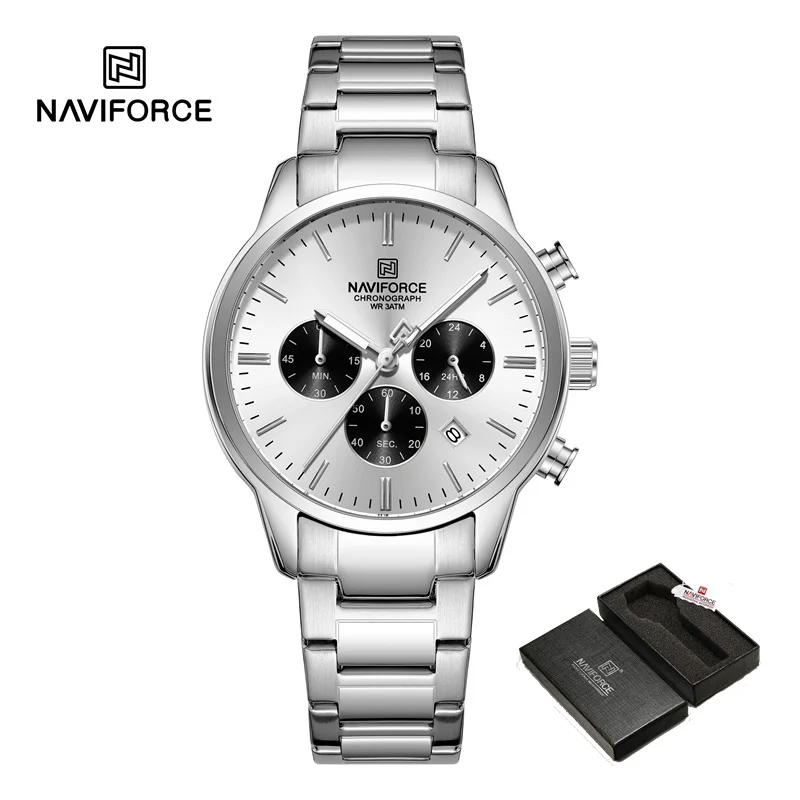 Picture of NAVIFORCE 8076 Sports Luxury Man's Wristwatch Quartz 30M Waterproof Shockproof Stainless Strap Watches for Men Casual Clock