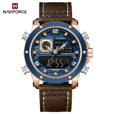 Picture of NAVIFORCE 9236 Luxury Men Wrist Watch Double Display Leather High Quality Quartz Digital Watch Sports Waterproof Multifunction Clock