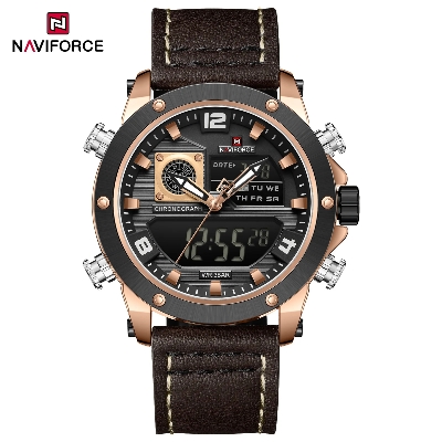 Picture of NAVIFORCE 9236 Luxury Men Wrist Watch Double Display Leather High Quality Quartz Digital Watch Sports Waterproof Multifunction Clock