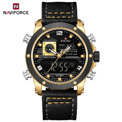 Picture of NAVIFORCE 9236 Luxury Men Wrist Watch Double Display Leather High Quality Quartz Digital Watch Sports Waterproof Multifunction Clock