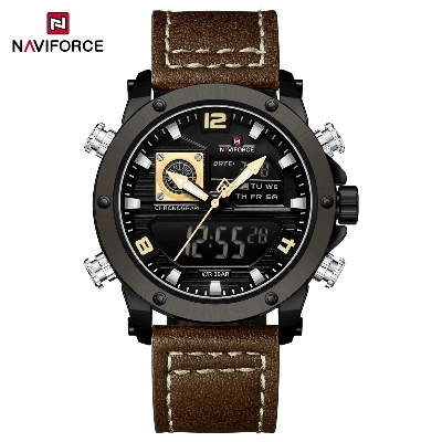 Picture of NAVIFORCE 9236 Luxury Men Wrist Watch Double Display Leather High Quality Quartz Digital Watch Sports Waterproof Multifunction Clock