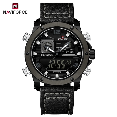 Picture of NAVIFORCE 9236 Luxury Men Wrist Watch Double Display Leather High Quality Quartz Digital Watch Sports Waterproof Multifunction Clock
